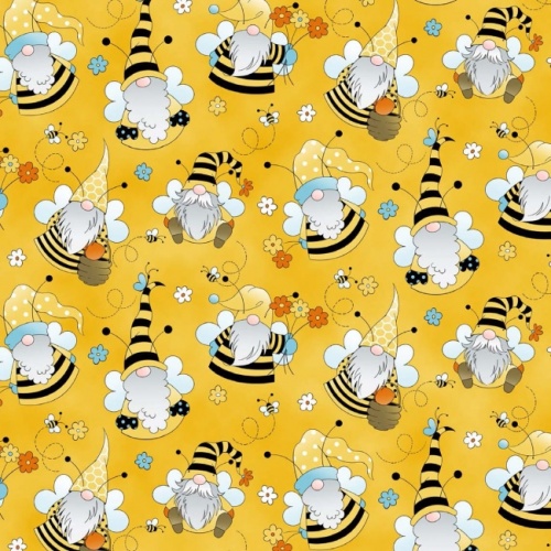 Yellow Gnome Bees Fabric